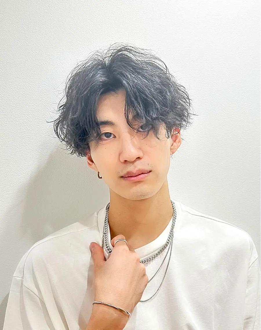 パーマ メンズ メンズパーマ 波巻きパーマ リベイルけんた モデル募集のヘアスタイル