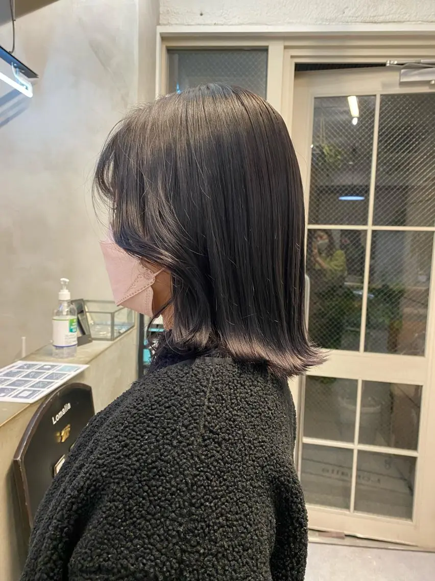 セミロング カラー ブリーチ グレージュ ラベンダーカラー ラベンダーグレージュ ラベンダーグレー Lomalia 🤍🫧/makoのヘアスタイル