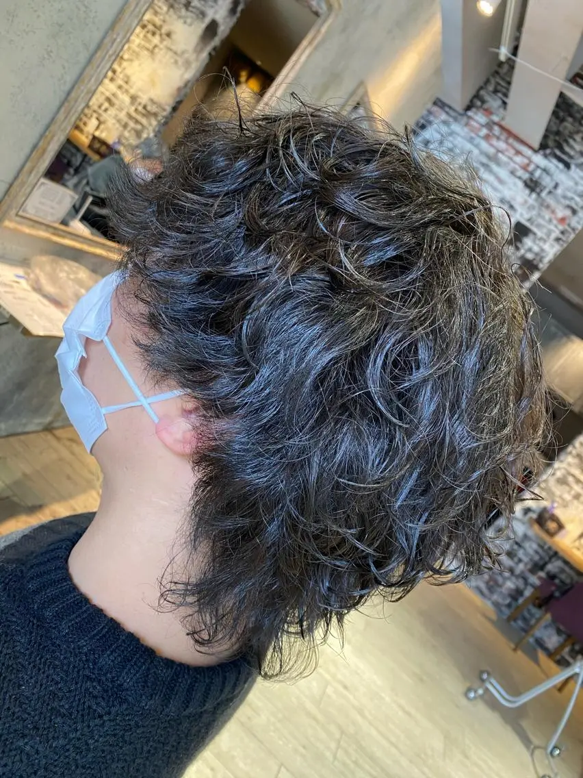 ショート パーマ ヘアアレンジ メンズ マッシュウルフ マッシュ メンズパーマ メンズウルフカット ウルフカット カット パーマ MODE K’s川西 瀧尻光のヘアスタイル