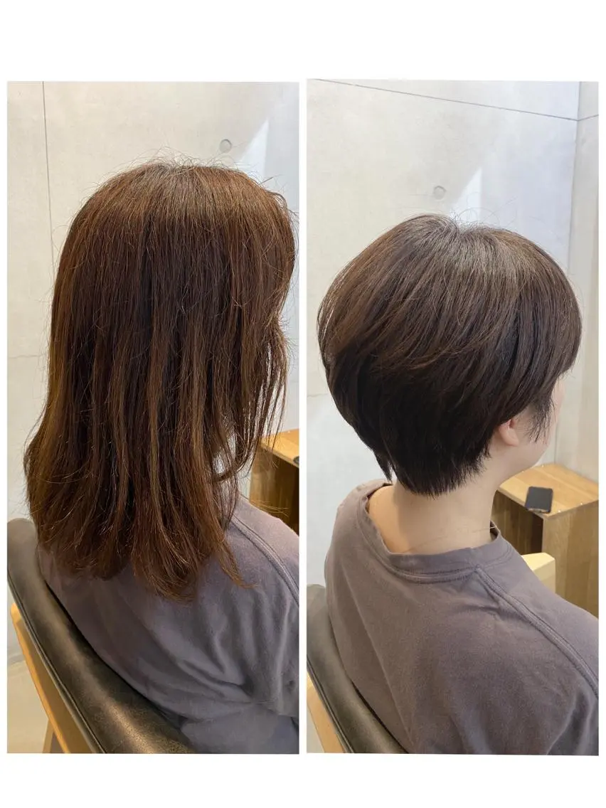 ショート カラー ベージュカラー くせ毛 ショートヘア conne& ririのヘアスタイル
