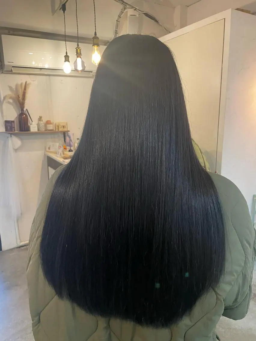 カラー 黒髪 ブルーカラー ブルーブラック ヘアカラー 京都美容師 塩のヘアスタイル