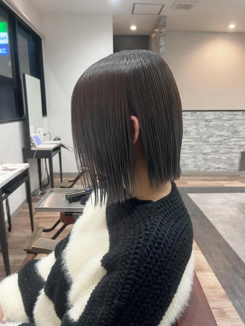 ショート 切りっぱなしボブ ボブ カット トリートメント 菅原流星🌟カット/ メンズ/メンズパーマのヘアスタイル