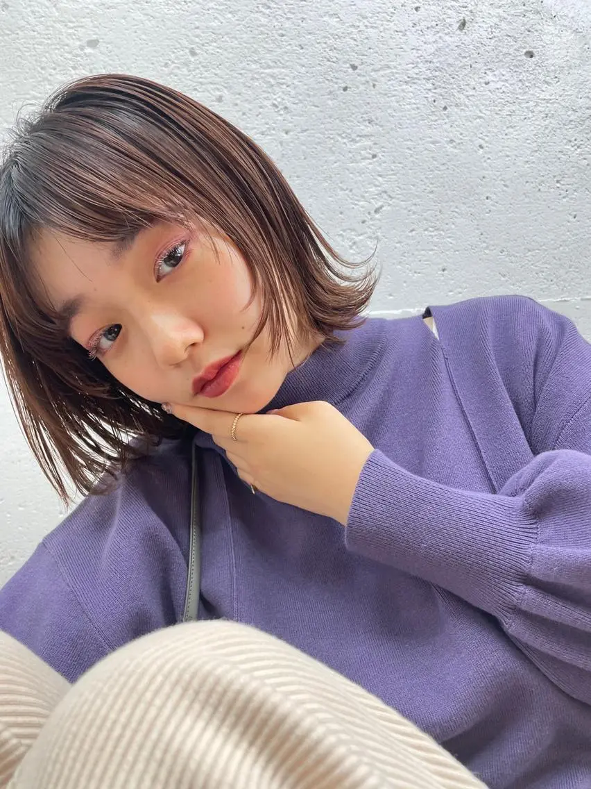 ミディアム カラー 顔周りカット 韓国風ヘア カット ヘアカラー トリートメント ヘアセット 💎韓国風レイヤー /ボブ💎Namiのヘアスタイル