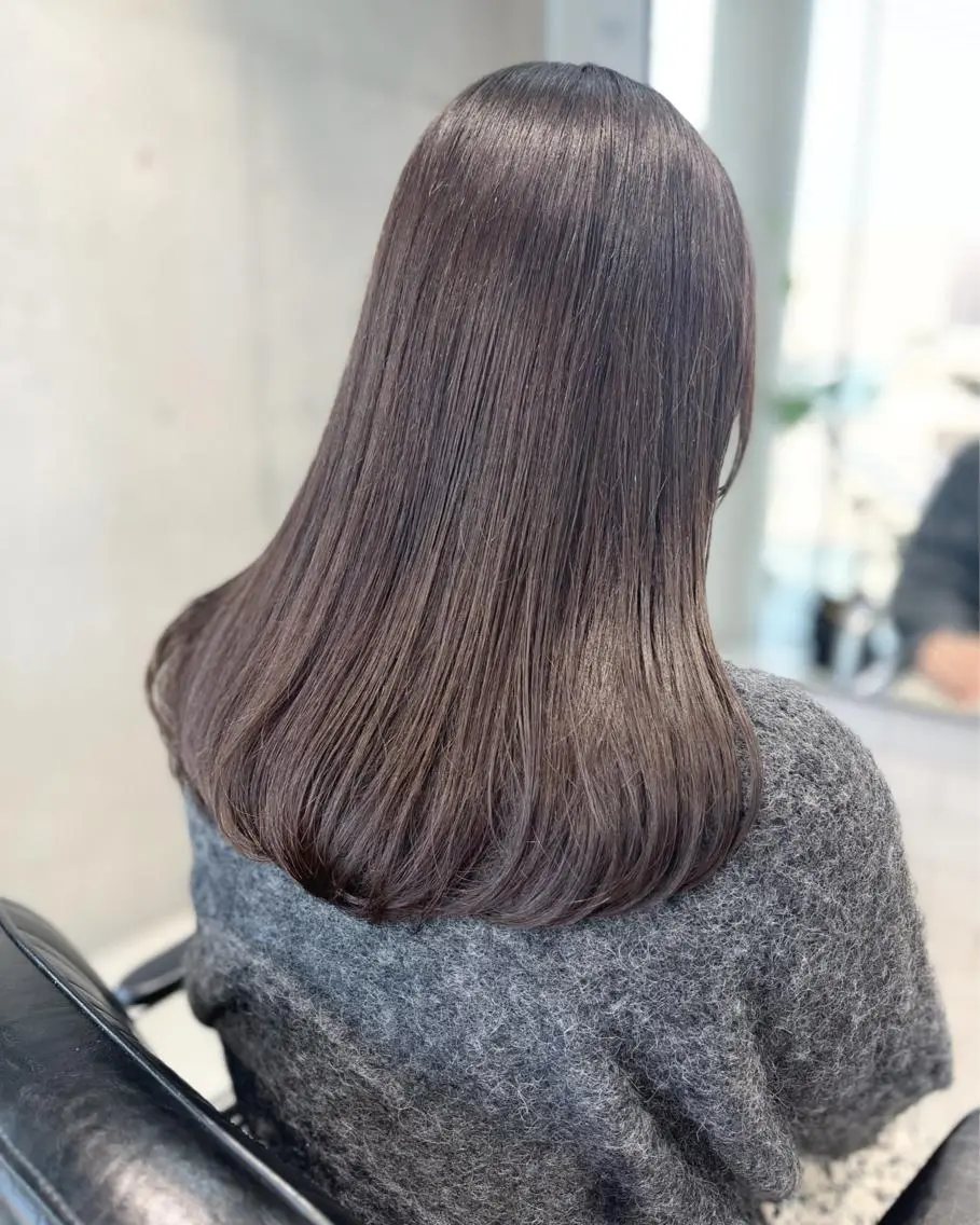 セミロング カラー パーマ ヘアアレンジ カット ヘアカラー トリートメント 透明感/オリーブ/ グレージュ/YUKAのヘアスタイル