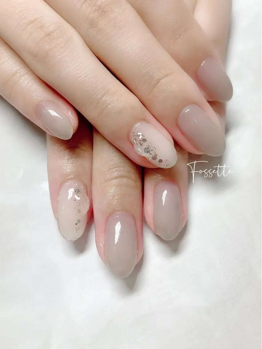 ネイル ミラーネイル オフィスネイル ぷっくりネイル シンプルネイル ハンドネイル nailsalon Fossetteのネイルデザイン
