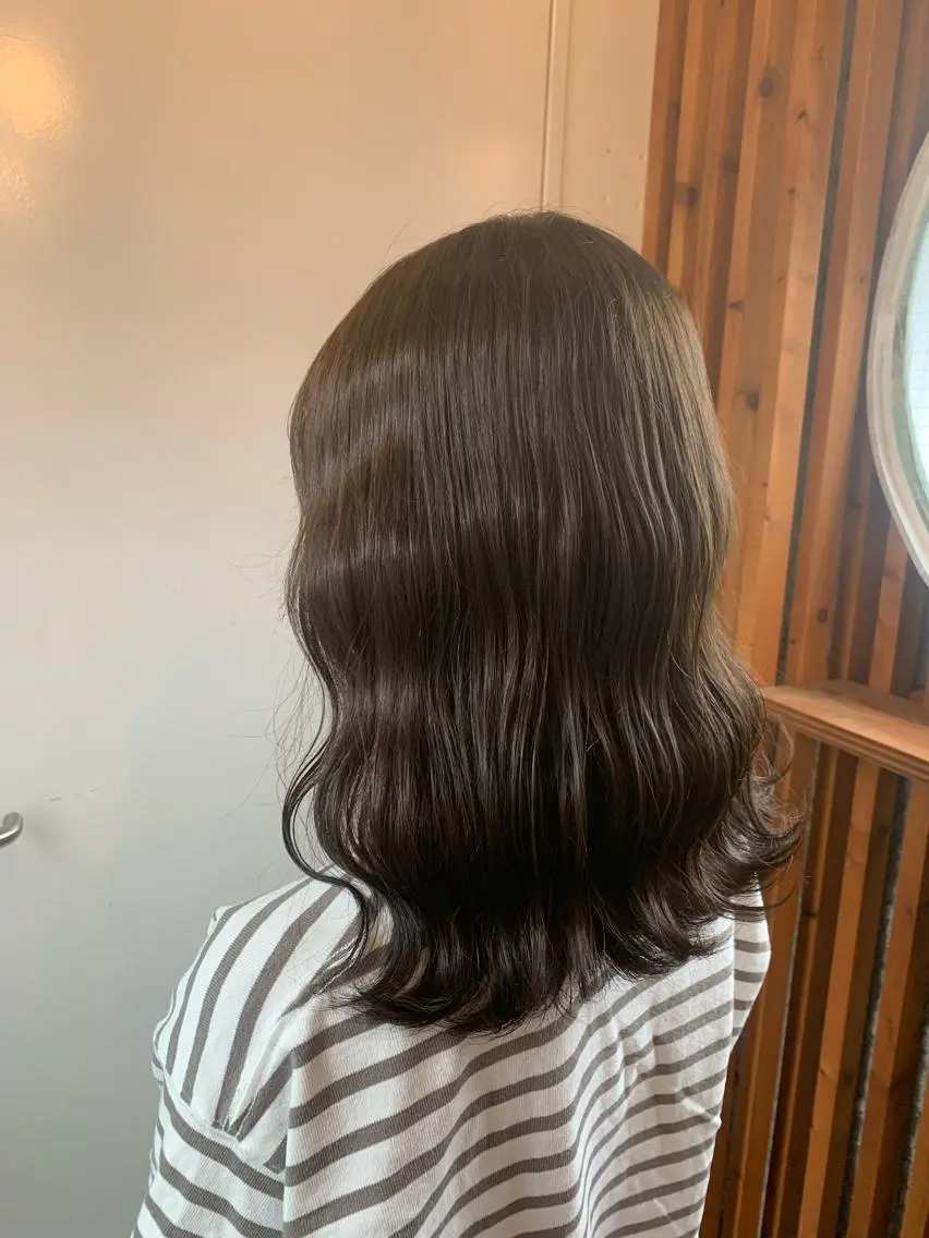 ミディアム カラー 透明感カラー グレージュ オリーブグレージュ オリーブグレー SABO /透明感カラー/美髪のヘアスタイル