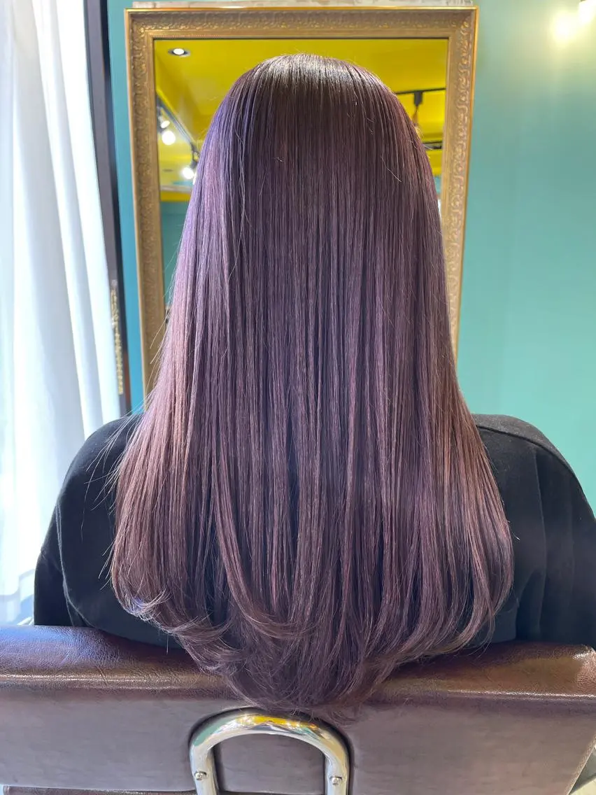 ロング カラー ディープパープル ダブルカラー パープルカラー ヘアカラー トリートメント 末石 智のヘアスタイル