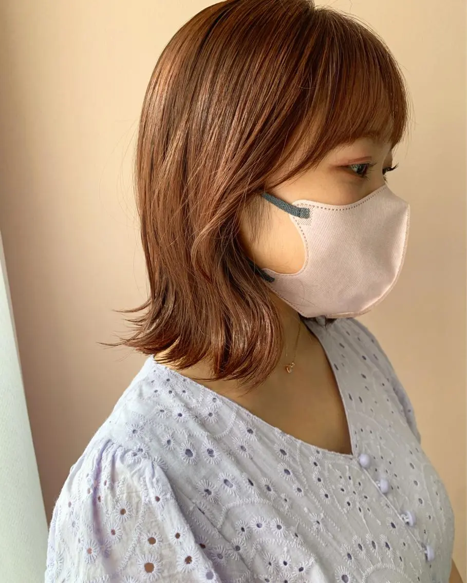 ミディアム カラー ブラウンカラー ピンクカラー ピンクブラウン hubhair レイヤー/透明感のヘアスタイル