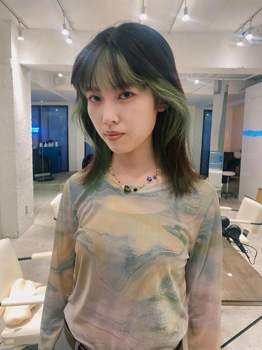 ミディアム ミディアムパーマ ボブ ハイライト 髪質改善 韓国風ヘア カット ヘアカラー トリートメント スパイラルパーマ/デ ザインカット/アミのヘアスタイル