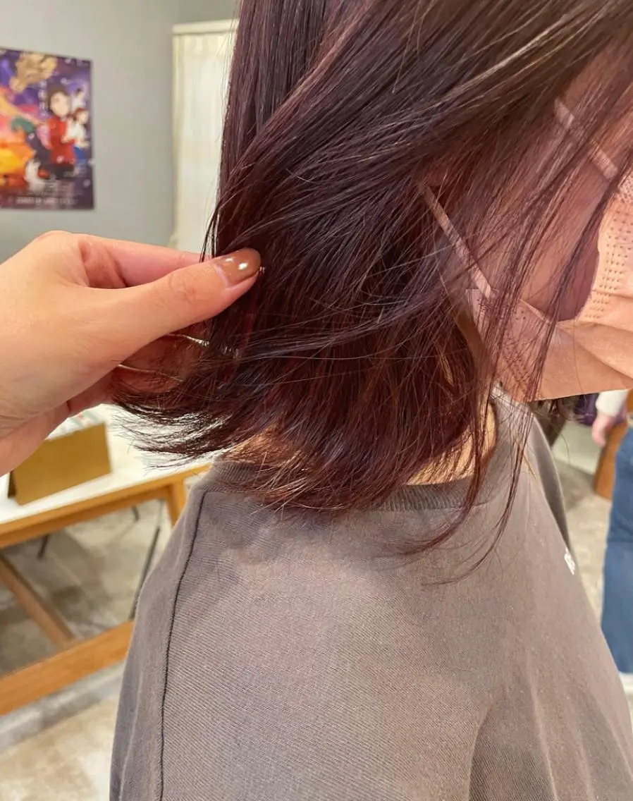 ミディアム カラー ラベンダーカラー ピンクカラー ピンクラベンダー カット ヘアカラー ラーム 乃木店のヘアスタイル