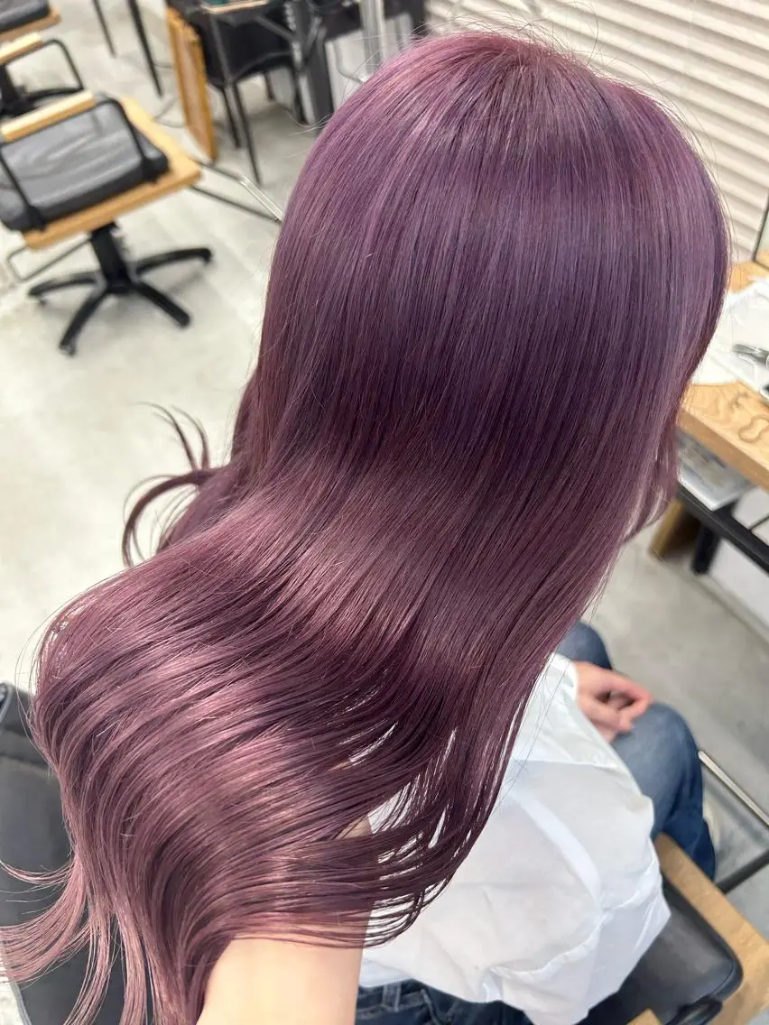 ロング カラー ラベンダーカラー ピンクカラー ピンクラベンダー カット ヘアカラー トリートメント 🧸艶々韓国ヘア 🧁mizunaのヘアスタイル