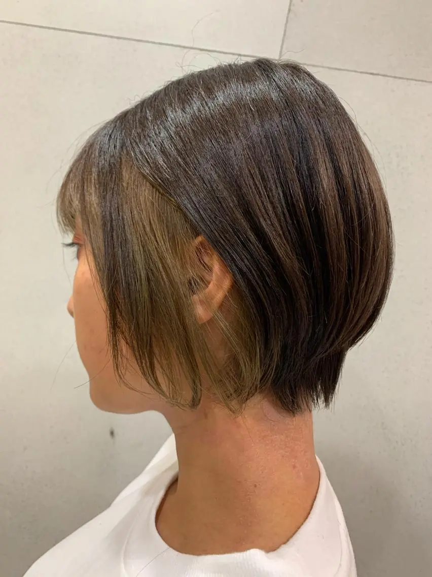 ショート 前下がりボブ ボブ おせ ちさとのヘアスタイル