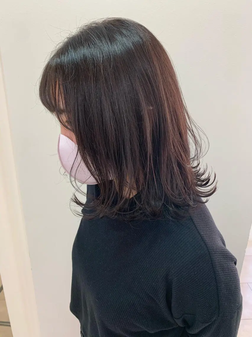 セミロング カラー ヘアカラー トリートメント 顔まわりカット✄ ベージュカラー🧸のヘアスタイル