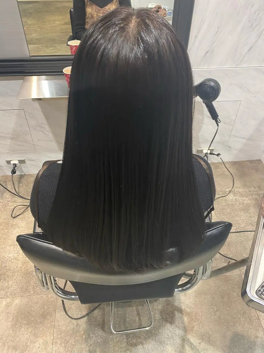 ロング パーマ 縮毛矯正 ストレートパーマ 新宿⌇韓国風ヘア ⌇透明感カラーのヘアスタイル