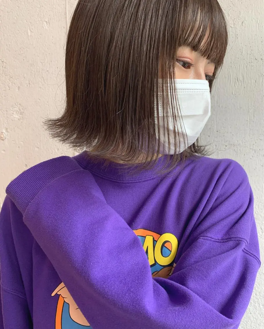 ショート カラー 透明感カラー グレージュ ラベンダーカラー ラベンダーグレージュ ラベンダーグレー カット ヘアカラー トリートメント シノザキ/薬院/ボブ /ショート/髪質改善のヘアスタイル