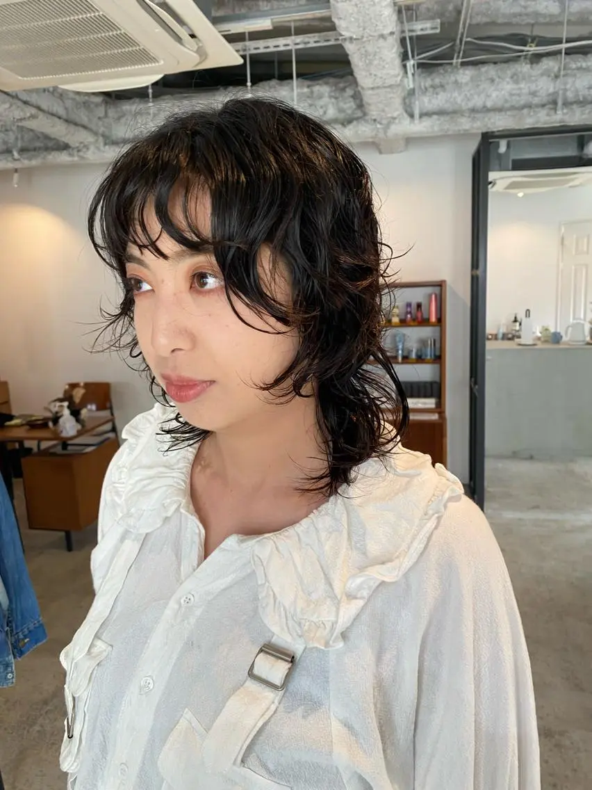 ミディアム カラー パーマ カット パーマ トリートメント Hayashi Shioriのヘアスタイル