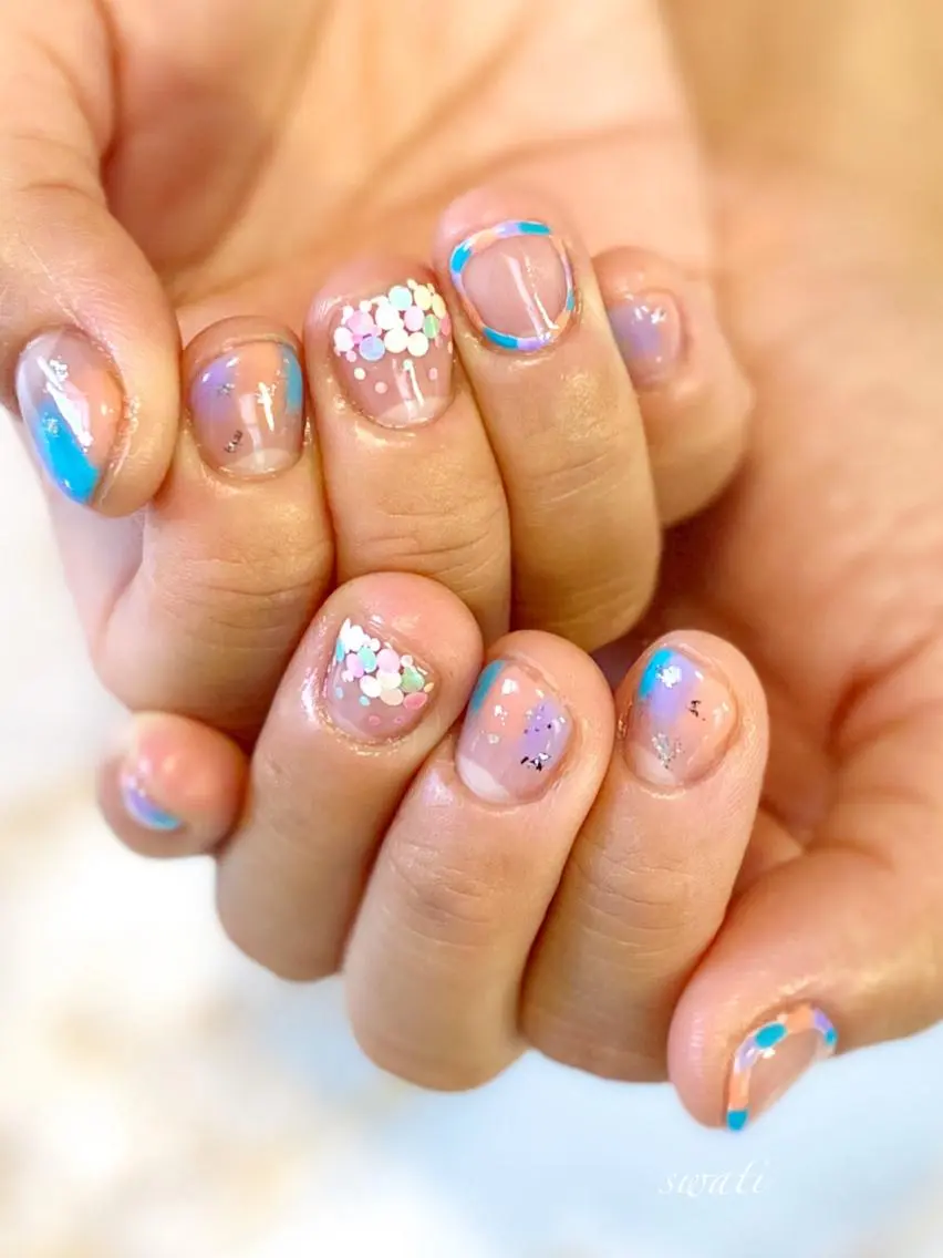 ネイル アートネイル オフィスネイル 春ネイル 夏ネイル yuko (ネイリスト)のネイルデザイン