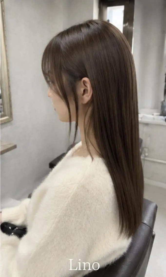 ロング カット 縮毛矯正 トリートメント Lien 髪質改善ストレートのヘアスタイル