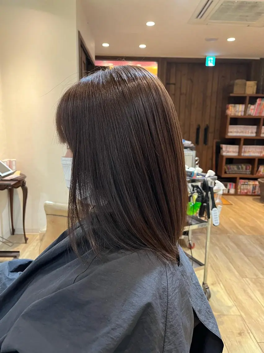 ミディアム カラー ブリーチ ブリーチなしカラー 縮毛矯正 ヘアカラー 中園康 /カラー/ブリーチのヘアスタイル