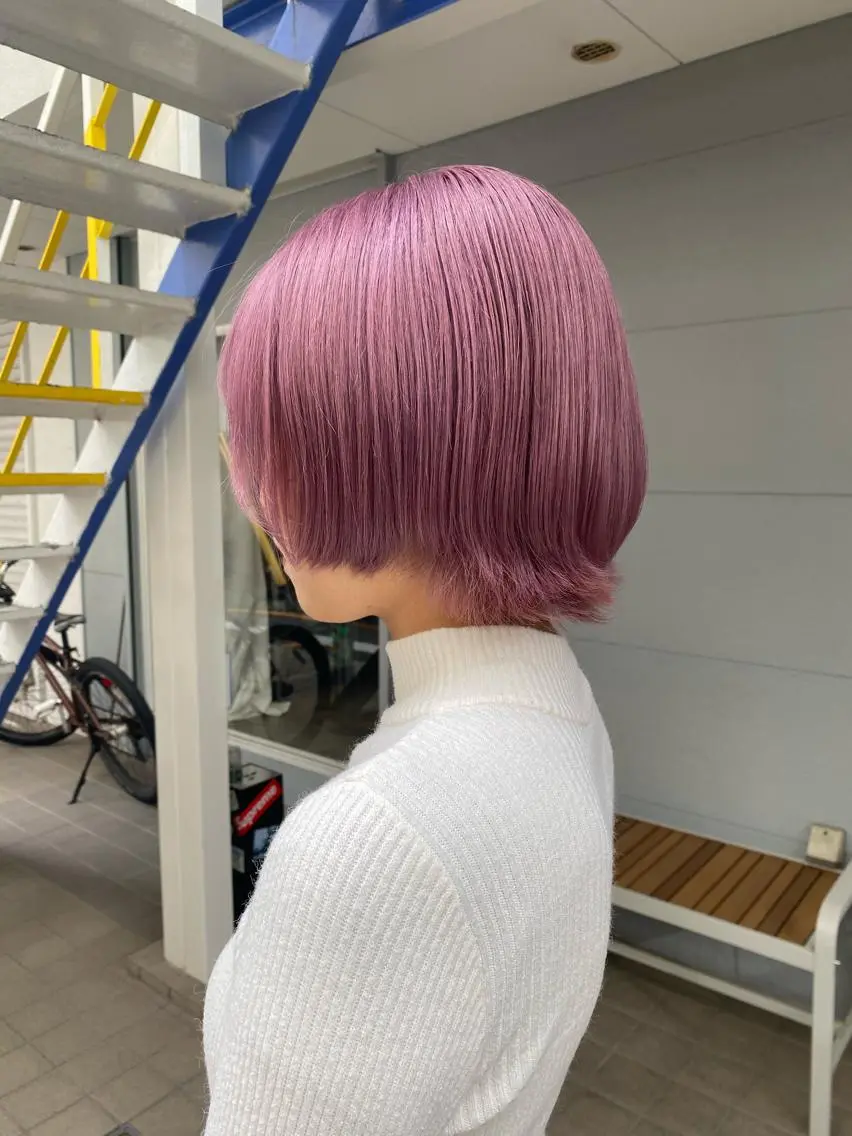 ショート カラー ヘアアレンジ ピンクカラー バイオレットカラー ヘアカラー トリートメント lani ブリーチ /ダブルカラーのヘアスタイル