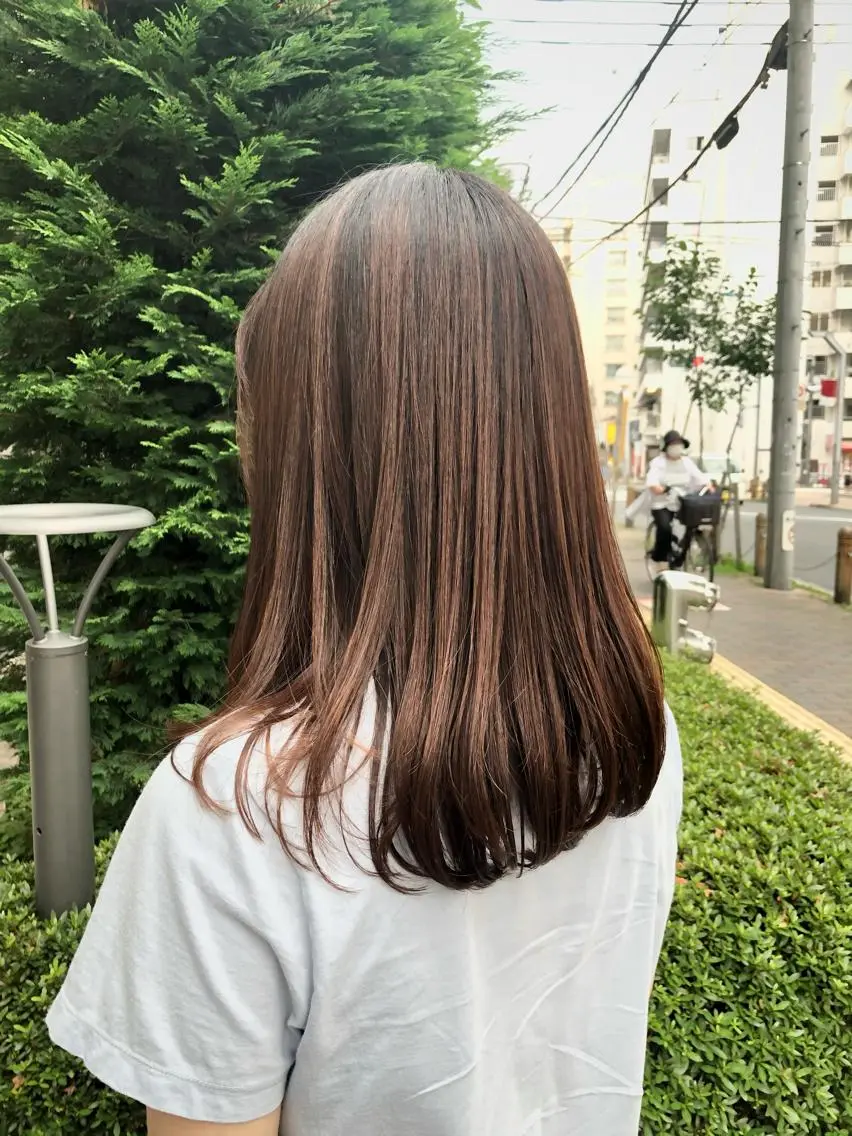 セミロング 小顔カット前髪 顔周りカット林亮佑のヘアスタイル