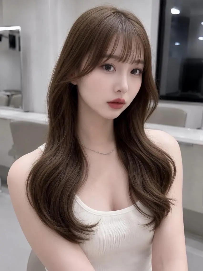 ロング カラー ブラウンカラー 顔周りカット レイヤーカット ロング 透明感×ダブルカラ ーHarusa🎀のヘアスタイル