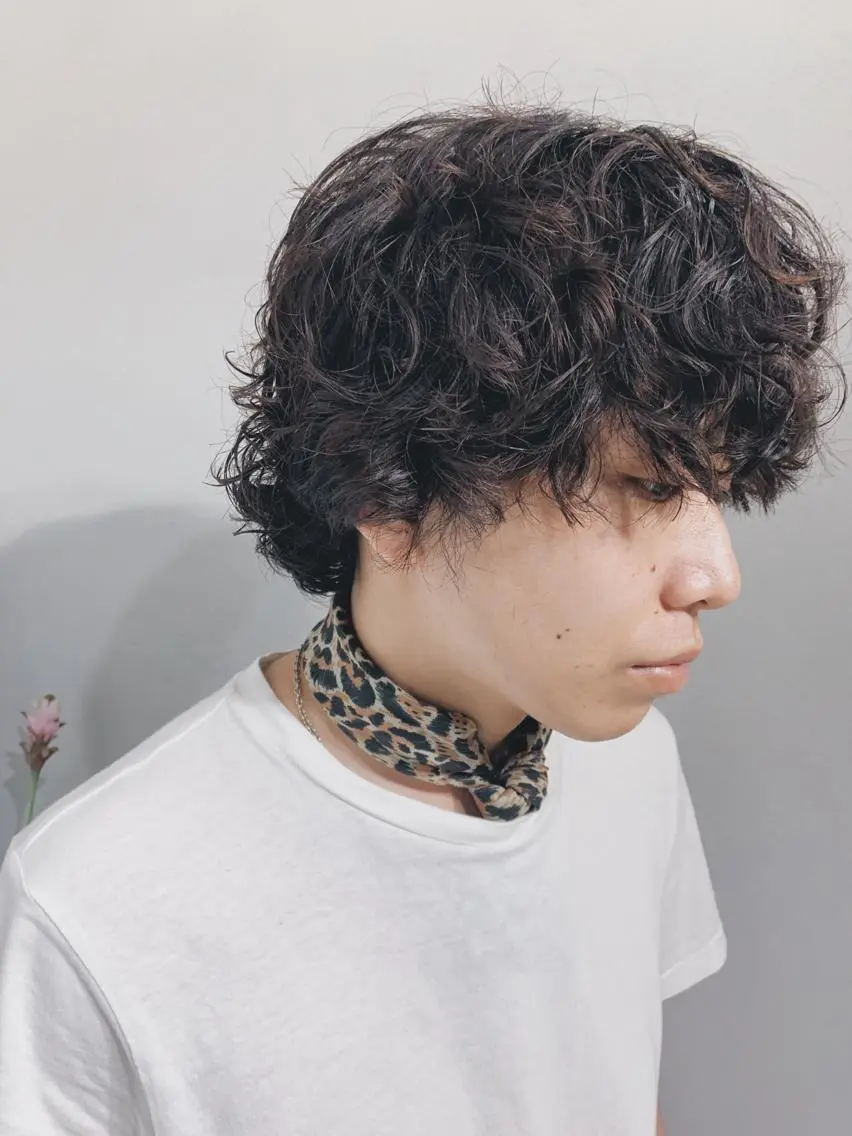 ショート パーマ メンズ ボブパーマコテ巻き風 パーマNo1深江秀平のヘアスタイル