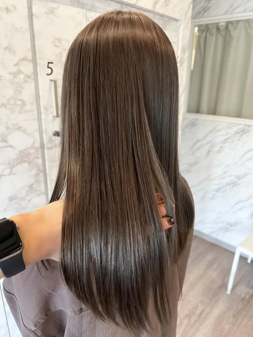 カラー ロング ヘアカラー トリートメント 尾森紳哉💎透明感/ デザインカラーのヘアスタイル