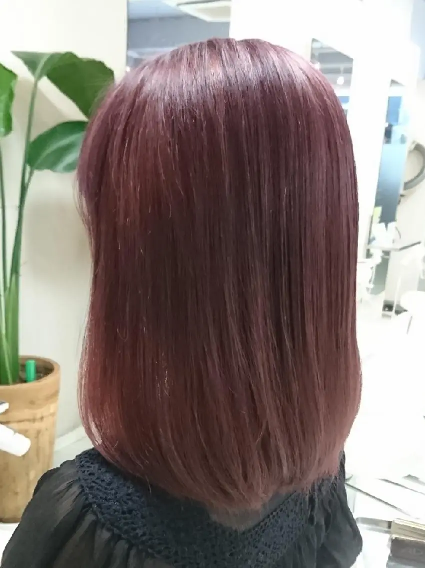 ミディアム カラー ダブルカラー パープルカラー nagane sayakaのヘアスタイル