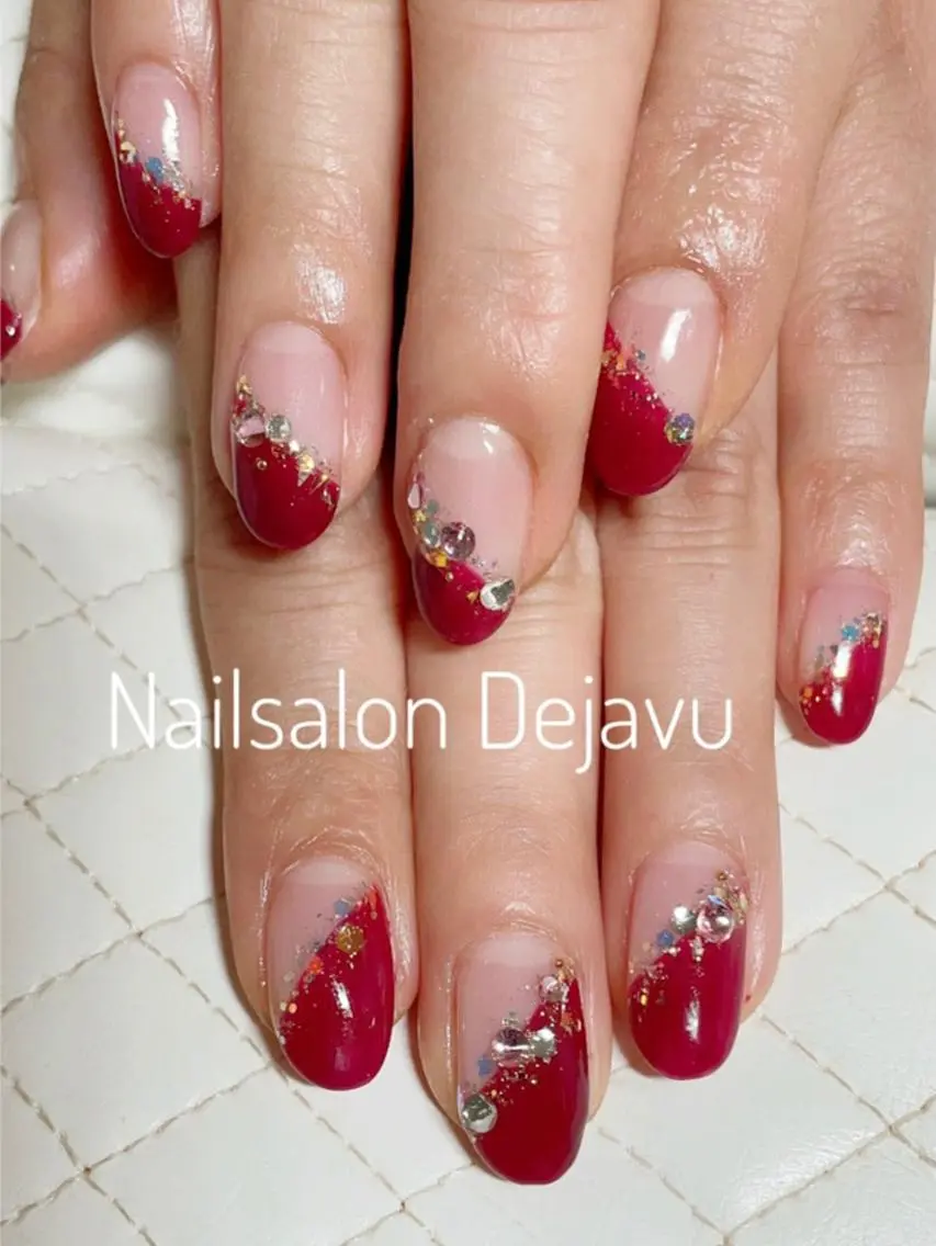 ネイル アートネイル ボルドー ハンドネイル Nail salon Dejavu 🌿のネイルデザイン