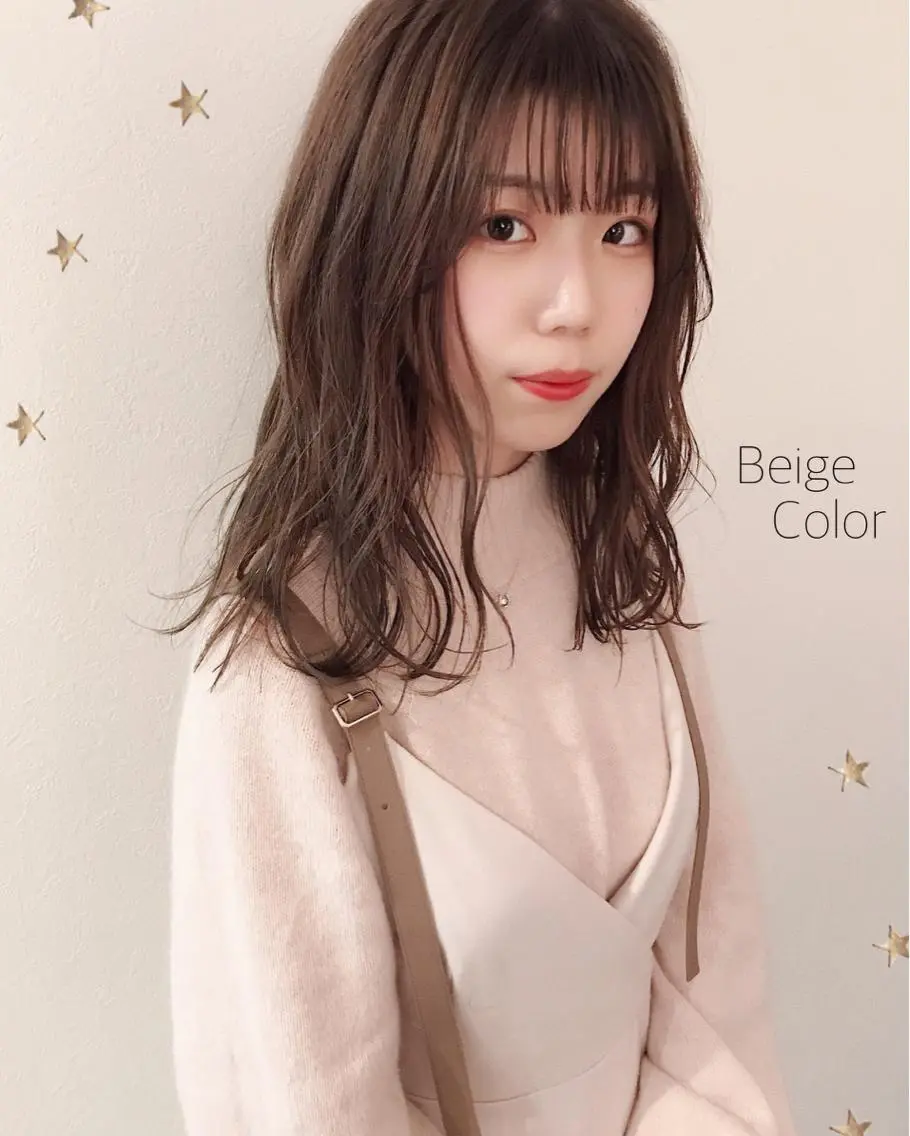 ミディアム カラー カット ヘアカラー 市川 千夏のヘアスタイル
