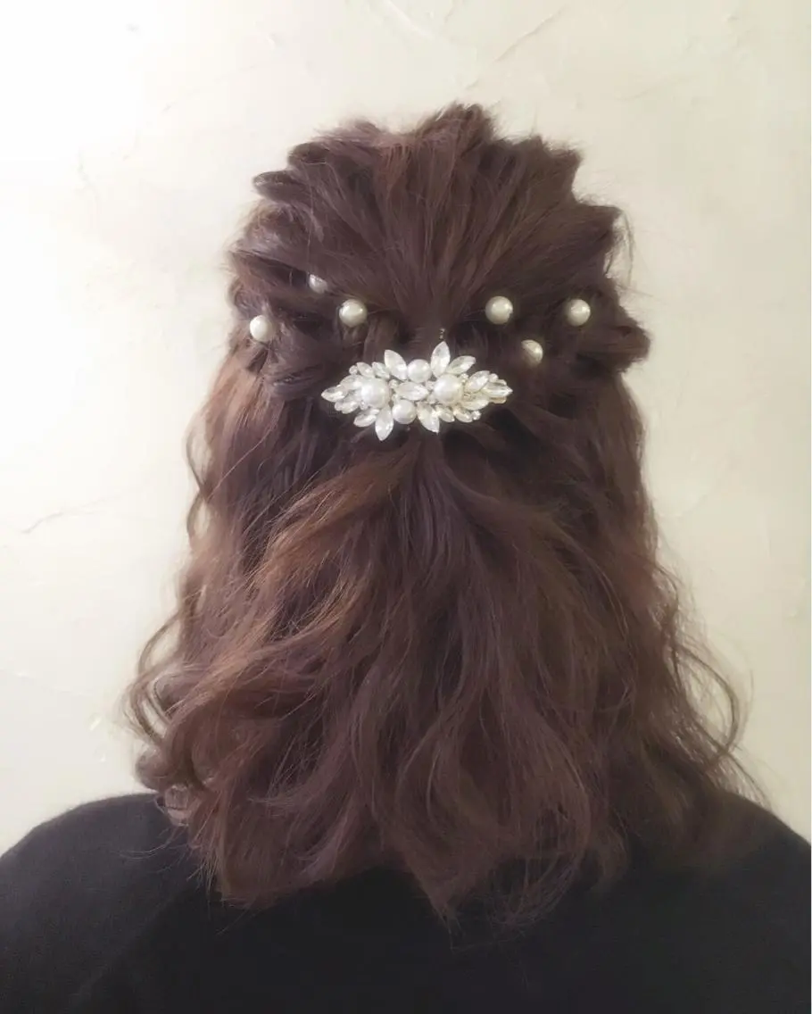 ミディアム ヘアアレンジ ハーフアップ LoRE hair 四条河原町　西尾友里のヘアスタイル