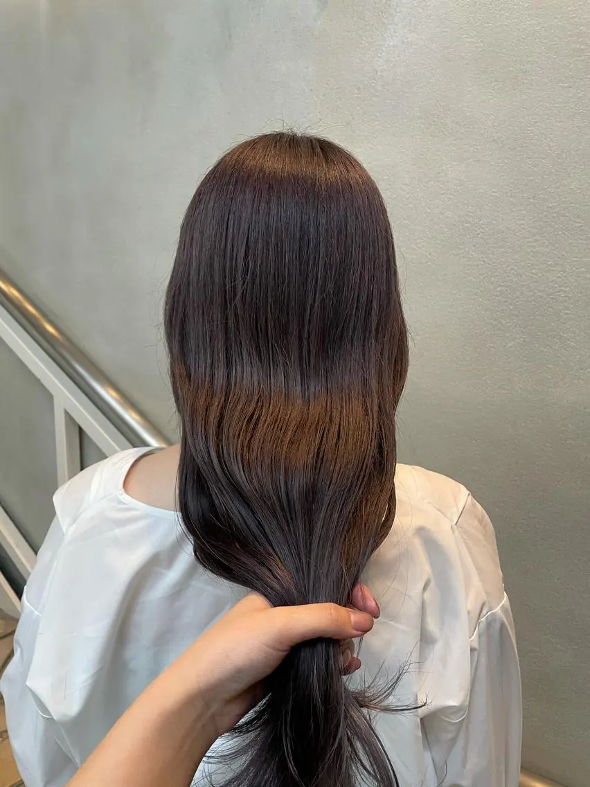 セミロング カラー ブリーチ グレージュ パープルカラー 沖縄/ヘアアレンジ /ナカノのヘアスタイル