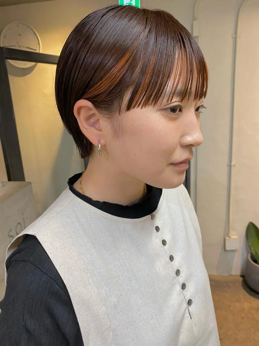 ショート カラー パーマ ヘアアレンジ メンズ キッズ ネイル マツエク・マツパ アイブロウ ミストバング  フェイスフレーミング オレンジ カラーマツエク オレンジ カット ヘアカラー トリートメント 🧼柴田 健太郎🧼のヘアスタイル