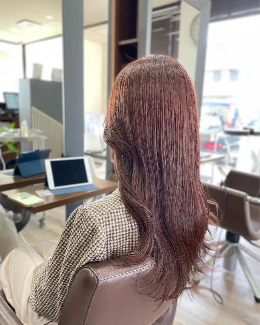 ロング カラー ブリーチ ブラウンカラー ピンクカラー ピンクブラウン たなか りなのヘアスタイル