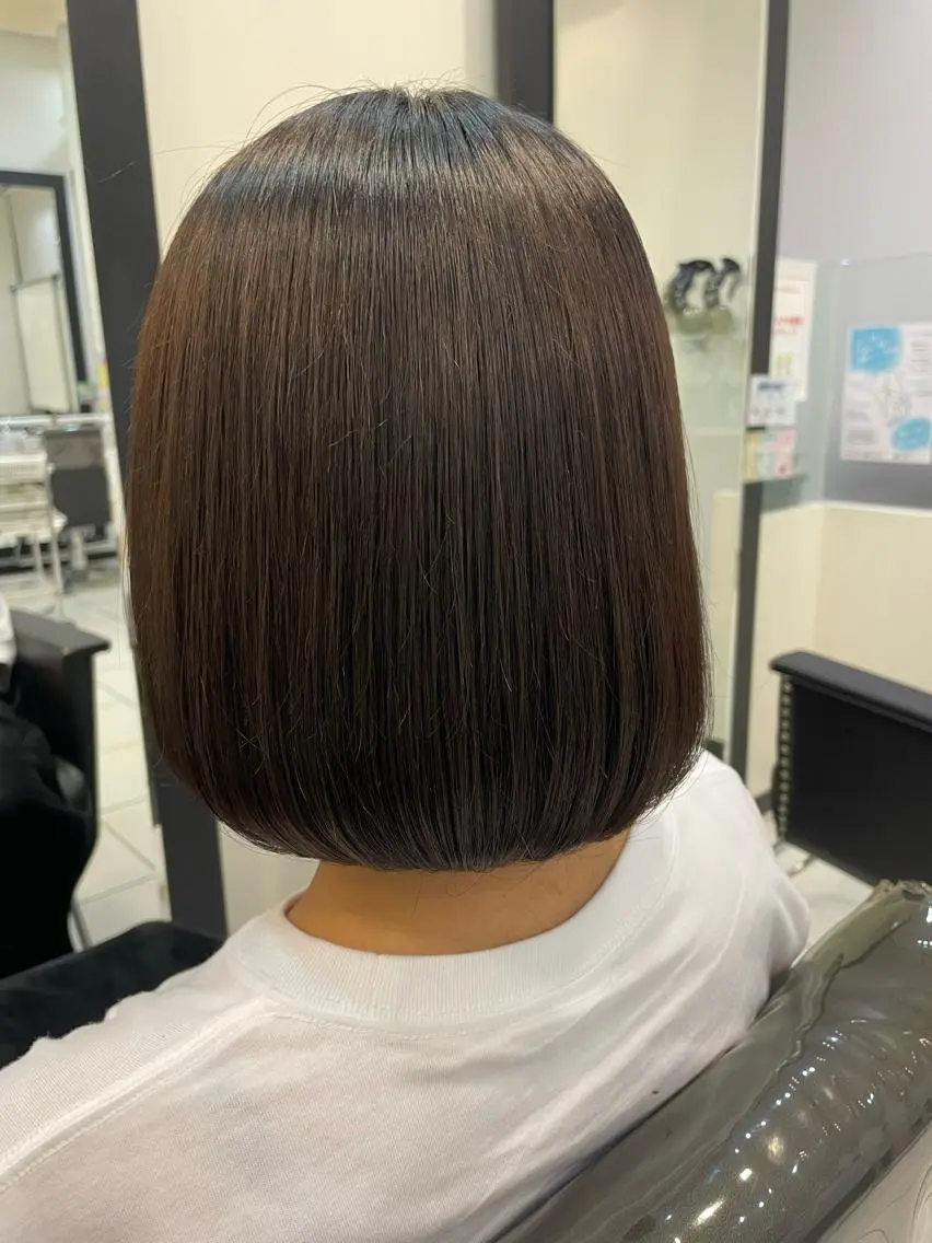 ミディアム 縮毛矯正 顔まわり/インナー カラー/ syuriのヘアスタイル