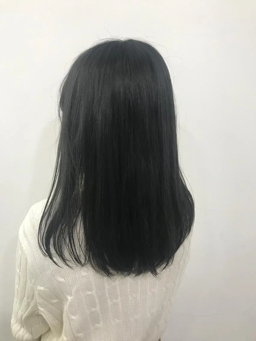 セミロング カラー 黒髪 ブルーカラー ブルーブラック 透明感カラー ショート特化 💐川崎希💐のヘアスタイル
