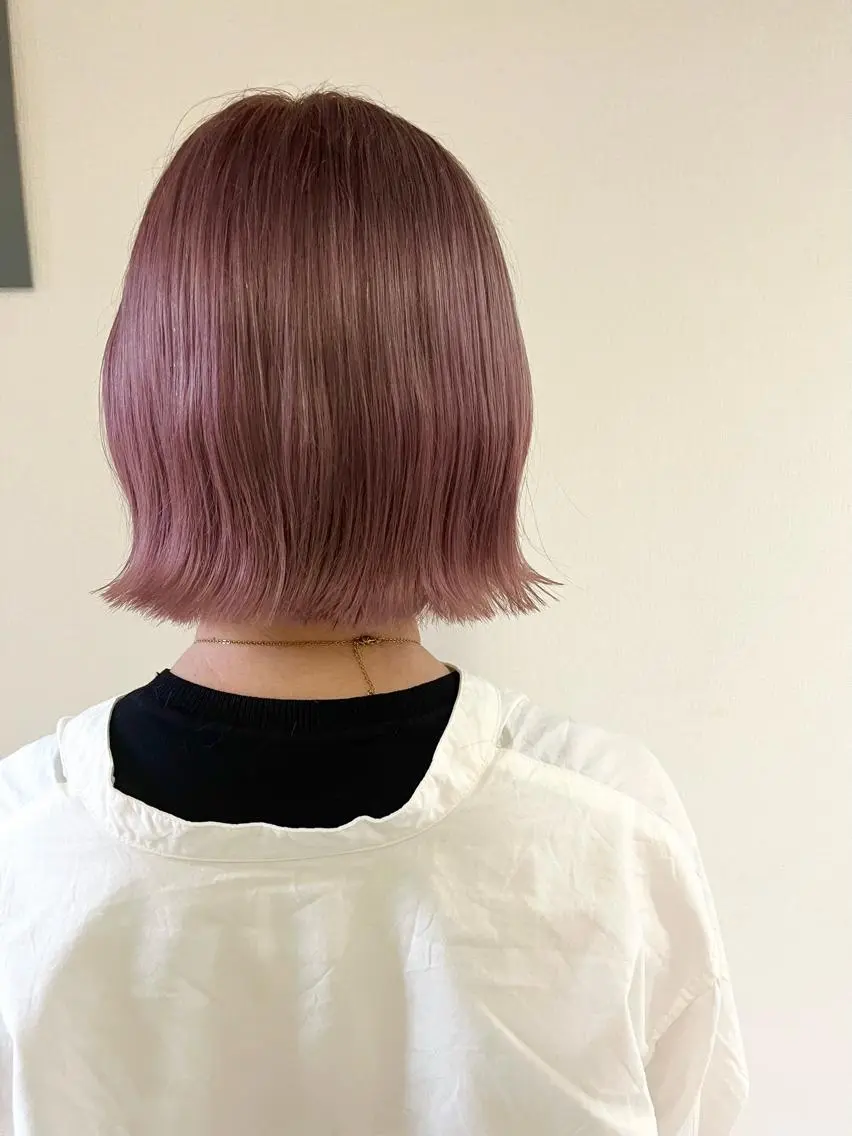 ショート カラー パーマ 透明感カラー グレージュ ピンクカラー ヘアカラー Libre 西野圭一のヘアスタイル