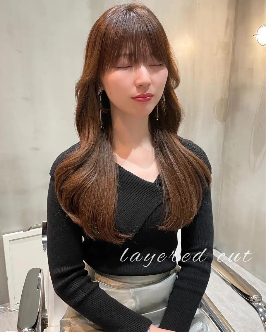 ロング 韓国風ヘア レイヤーカット 縮毛矯正 トリートメント LOMA🇰🇷 銀座クボタのヘアスタイル