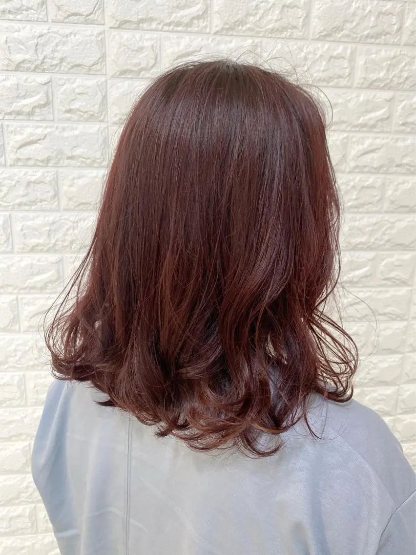 ミディアム カラー ピンクカラー ヘアカラー トリートメント 高木 麻知子のヘアスタイル