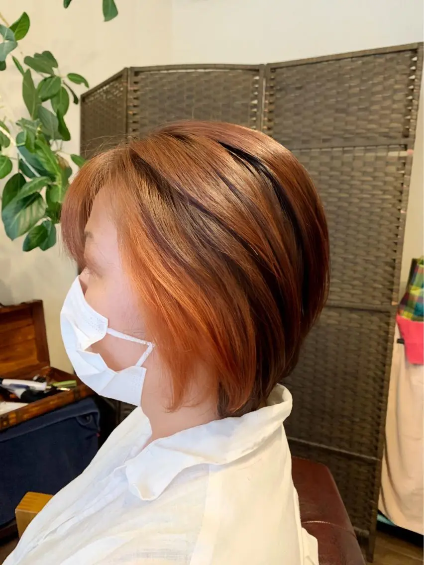 ショート カラー オレンジ 透明感カラー/ブリー チ無し/瀧田恭平のヘアスタイル