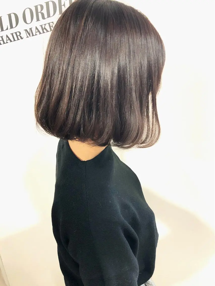 カラー 切りっぱなしボブ ブラウンカラー グラデーションカラー ハイライトカラー ボブ カット ヘアカラー トリートメント 夜23時まで予約🉑 reverieあきらのヘアスタイル