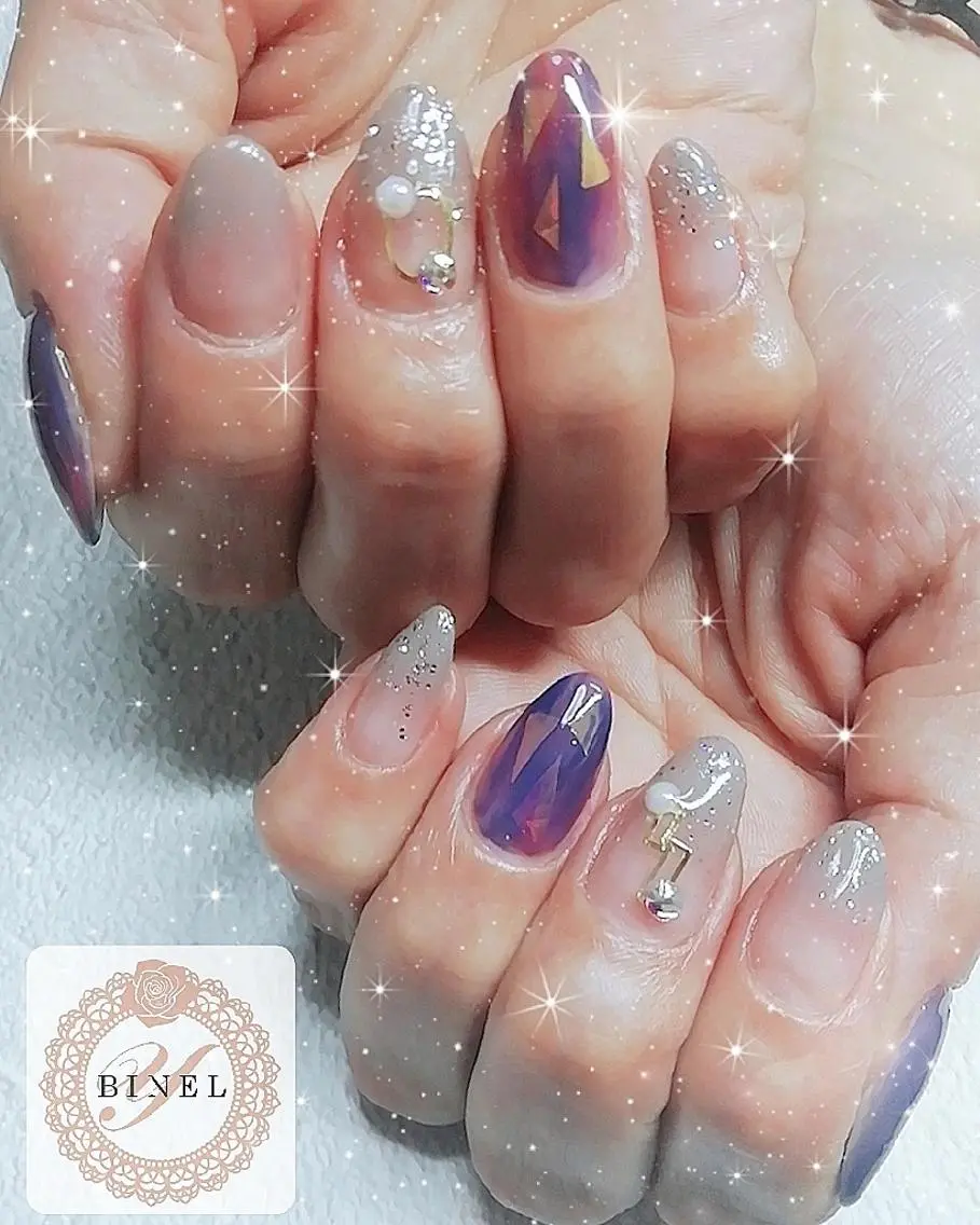 ネイル グラデーション ラメ(グリッター) ニュアンスネイル ハンドネイル Nail Salon Y.BINELのネイルデザイン