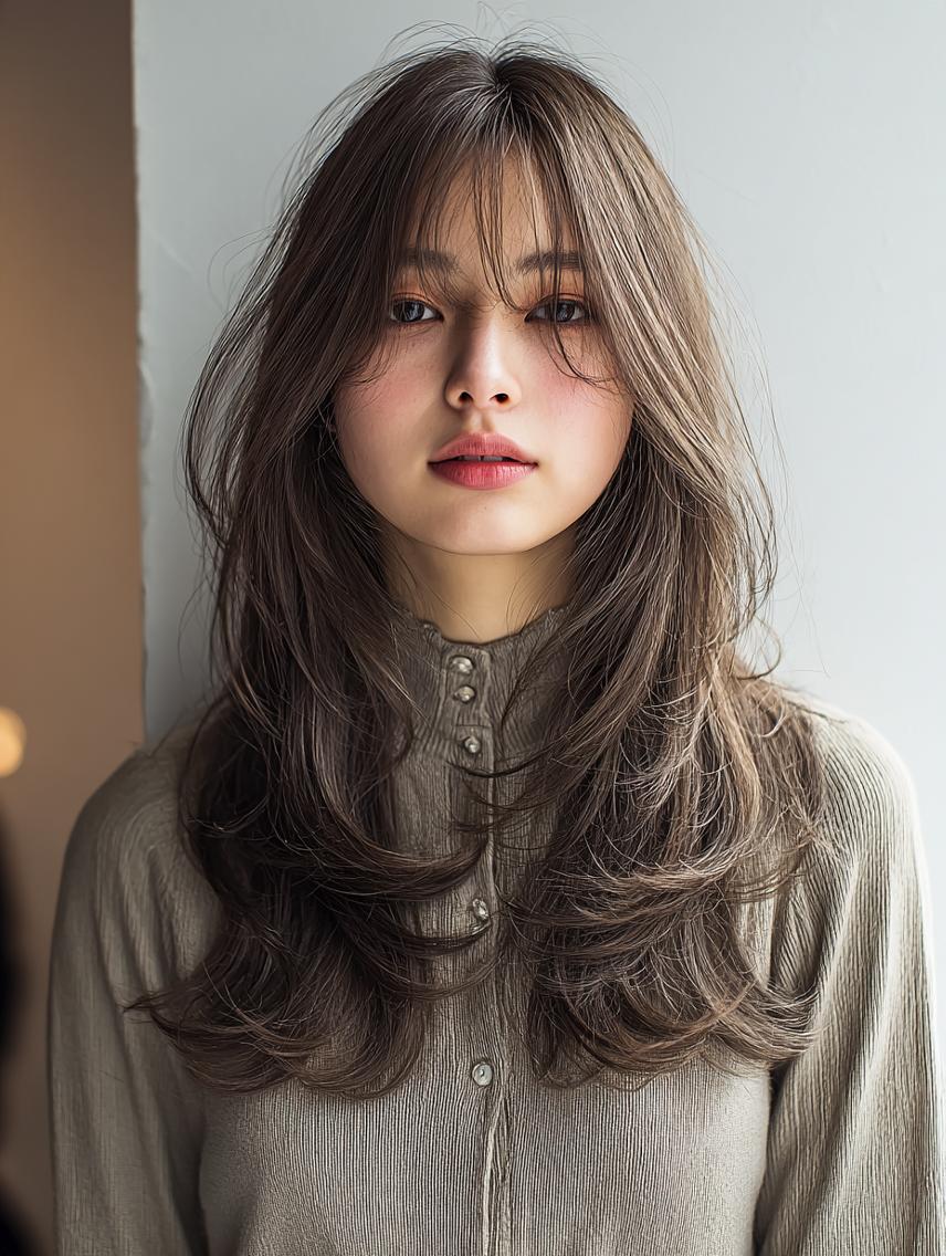 セミロング 🍒暖色×ハイトーン ×デザイン✨まなりのヘアスタイル