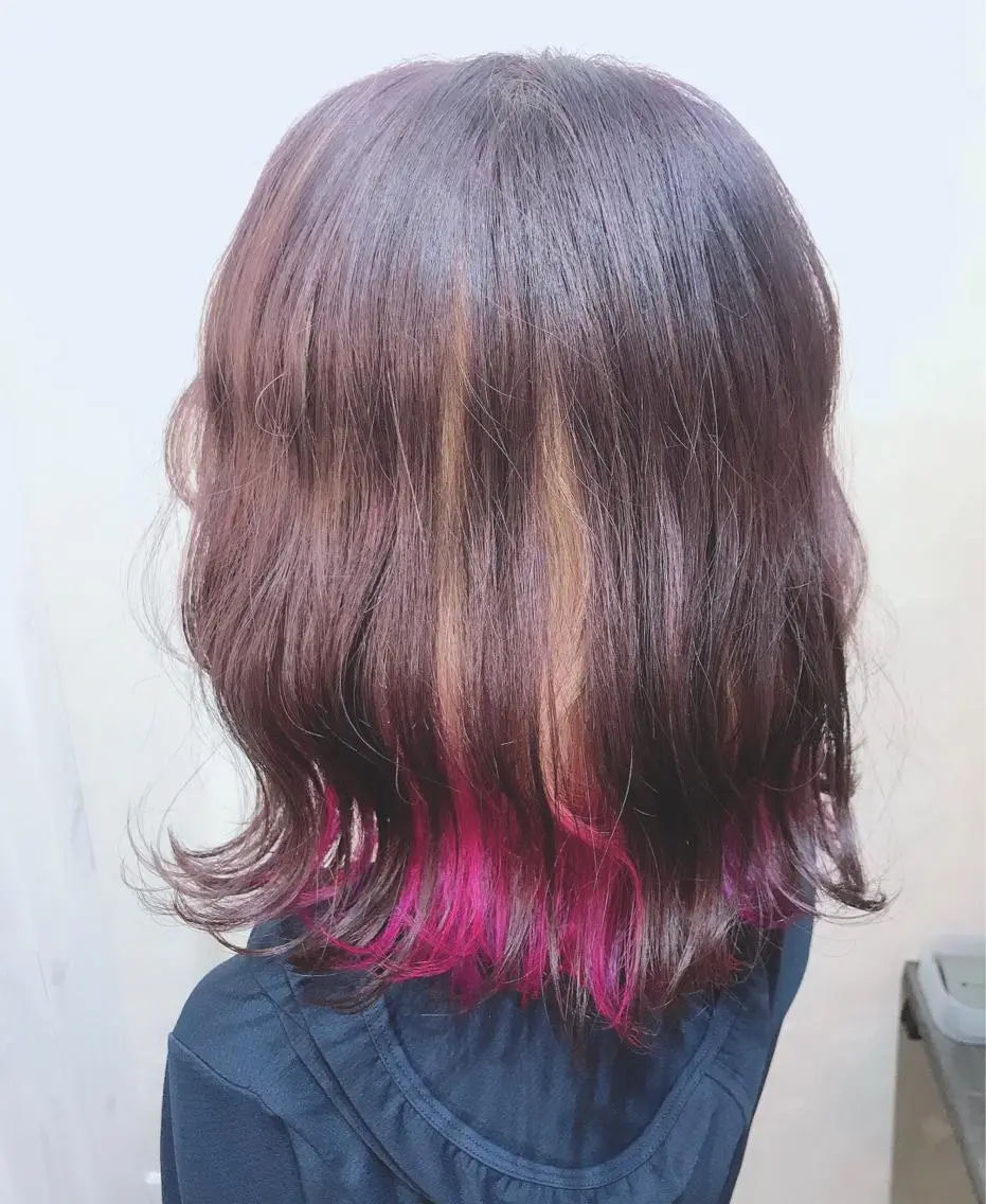 ミディアム カラー ピンクカラー 岩谷/ブリーチ 🪽透明感カラーのヘアスタイル