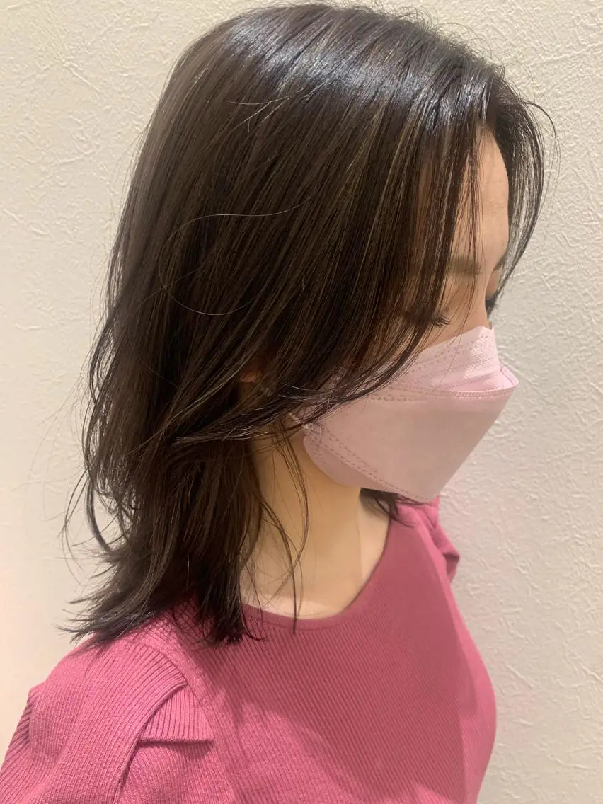 ミディアム カラー ハイライトカラー ハイライト カット ヘアカラー トリートメント hubhair レイヤー/透明感のヘアスタイル