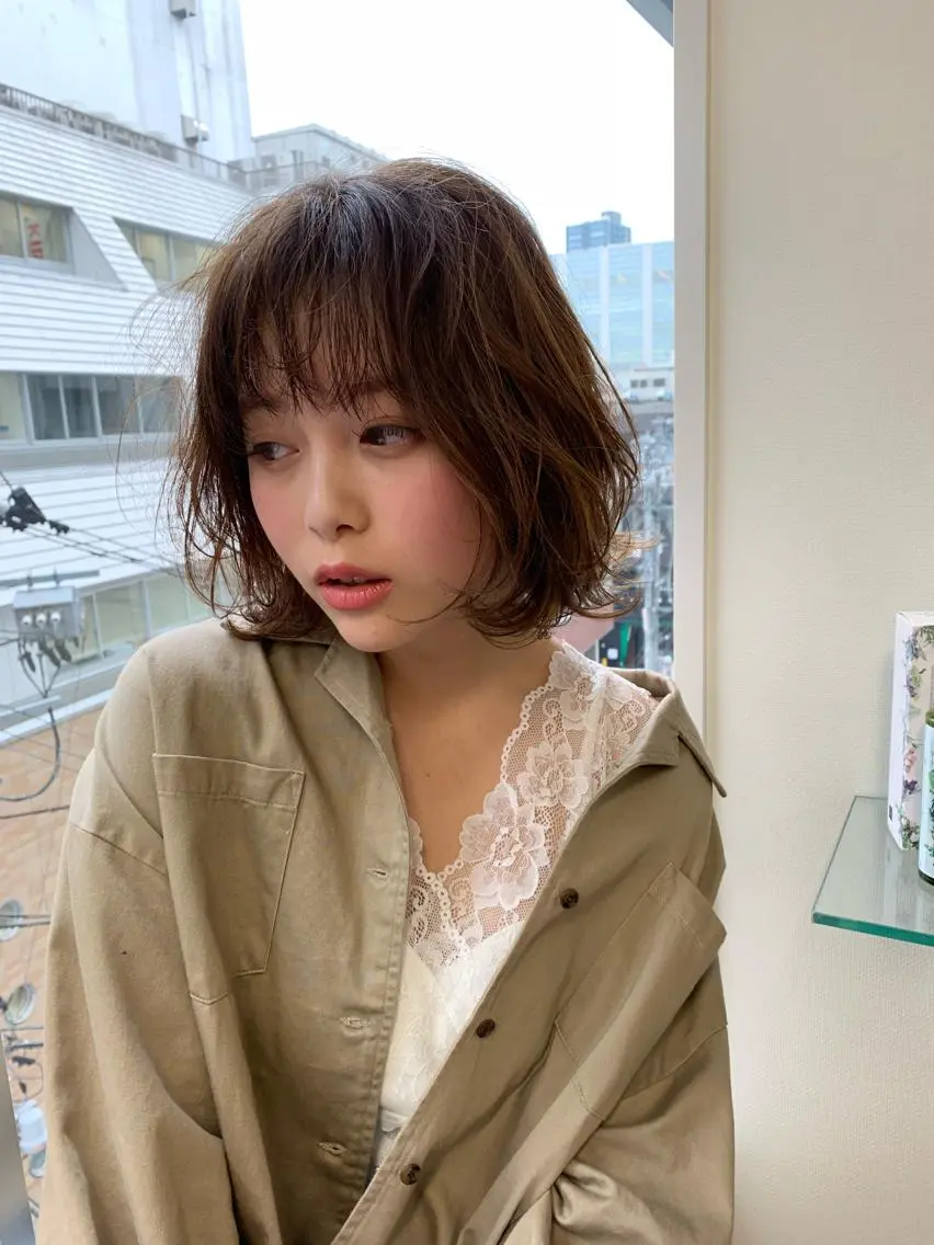 ミディアム カラー ミディアムパーマ ボブ 縮毛矯正 カット ヘアカラー ブリーチ/ハイトーン 天童市/SERINAのヘアスタイル