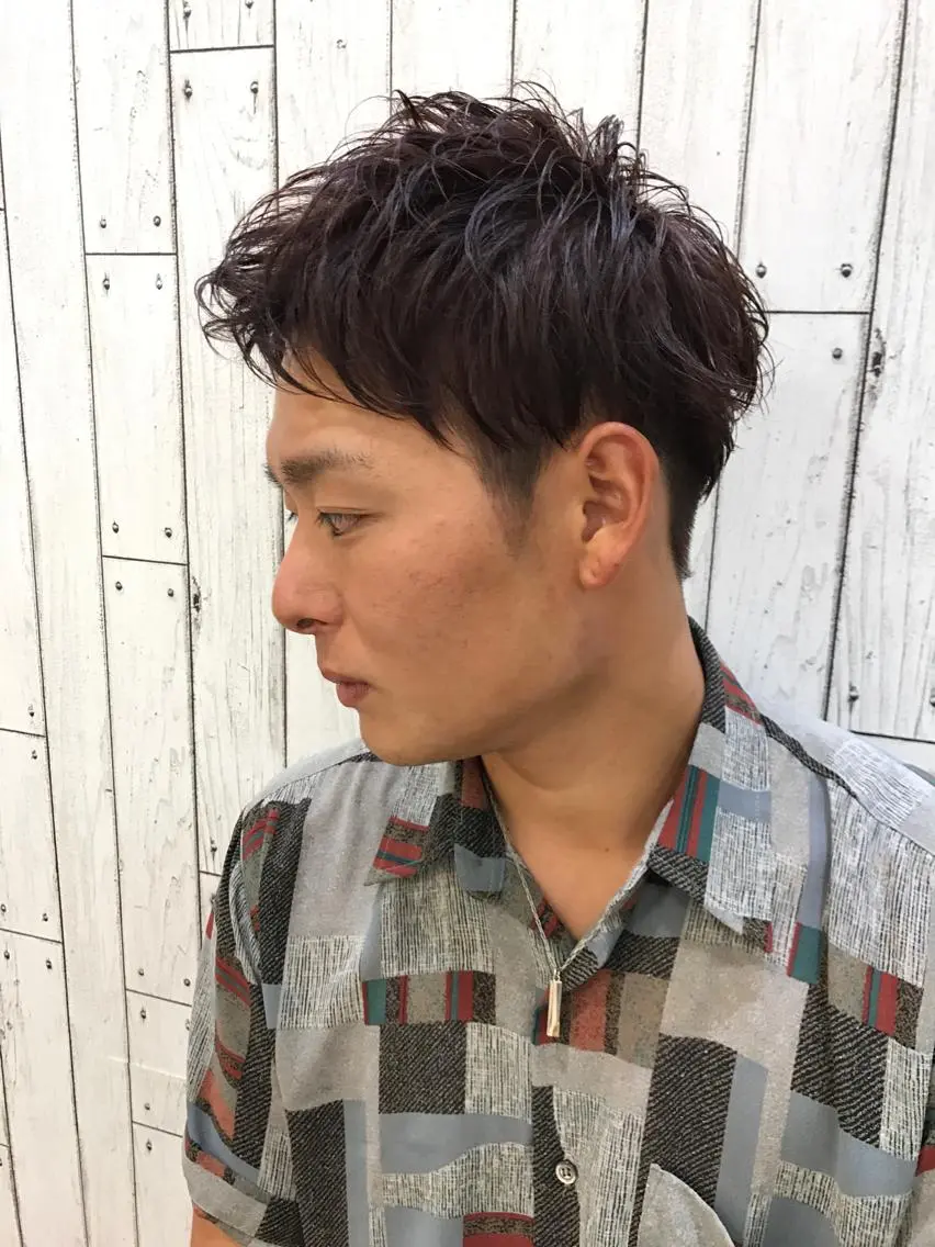 ショート カラー パーマ メンズ メンズパーマ ツーブロック アッシュ ラベンダーカラー ラベンダーアッシュ 🟦横浜駅メンズパー マ｜小上馬淳司🟦のヘアスタイル