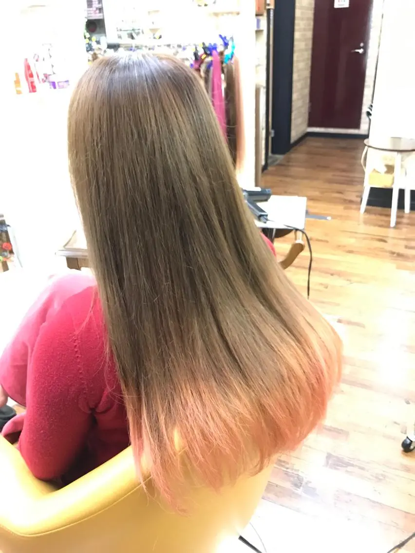 ロング カラー ベージュカラー ピンクカラー お→の さとしのヘアスタイル