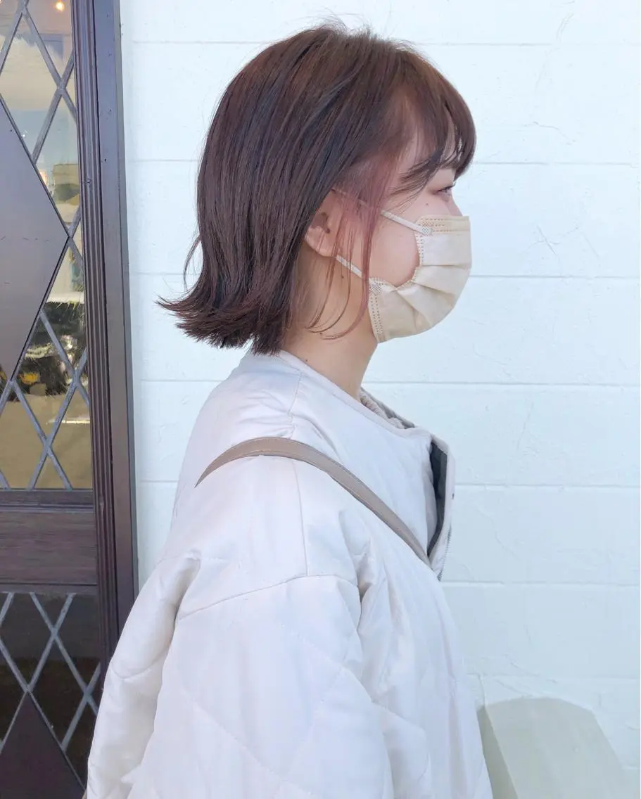 ショート カラー イヤリングカラー ピンクカラー カット ヘアカラー 江原 彩華のヘアスタイル
